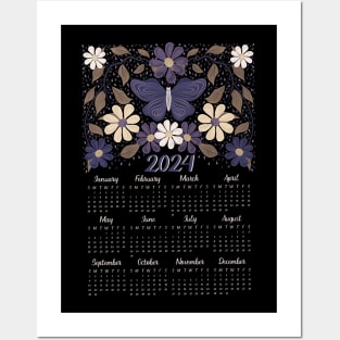 2024 butterfly floral calendar Posters and Art